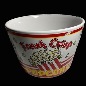 CENTURY Retro Ceramic Popcorn Red White Yellow Bowl Bucket Tub 5.5" H